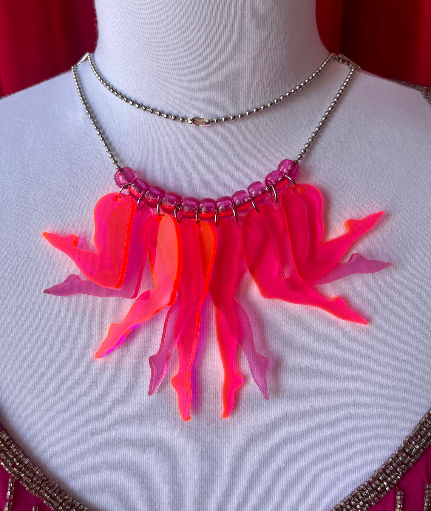 Frolic Necklace in Blush and Bashful (Neon & Pink)