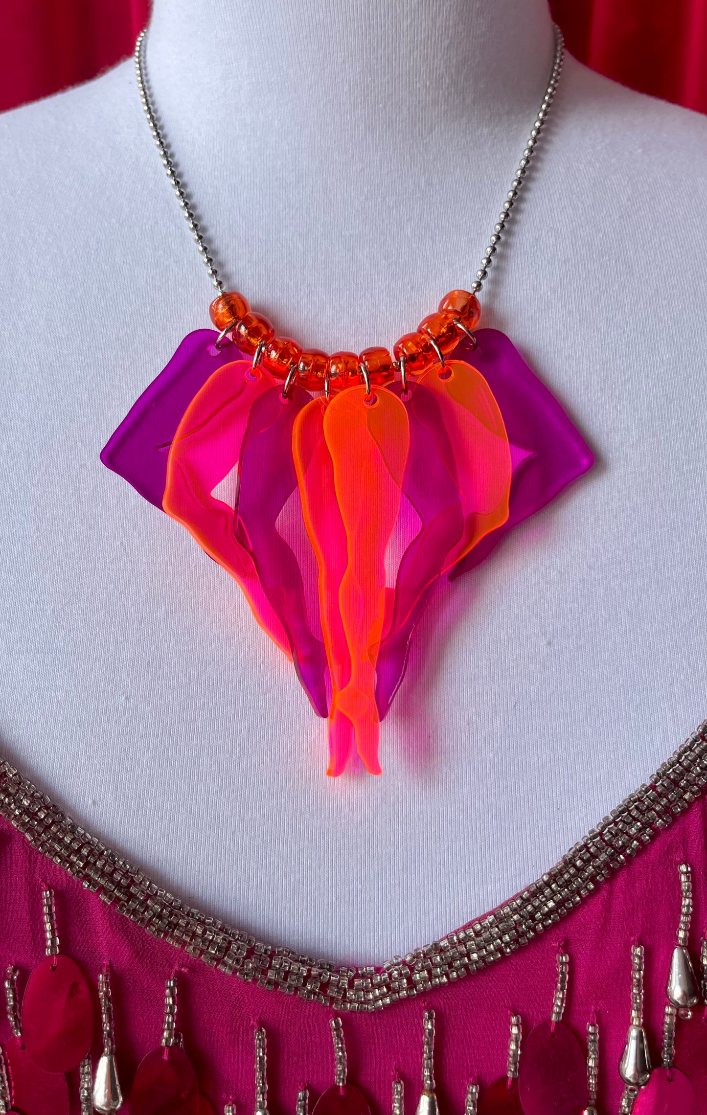 Galavant Necklace in Cheshire (Neon Pink & Violet)