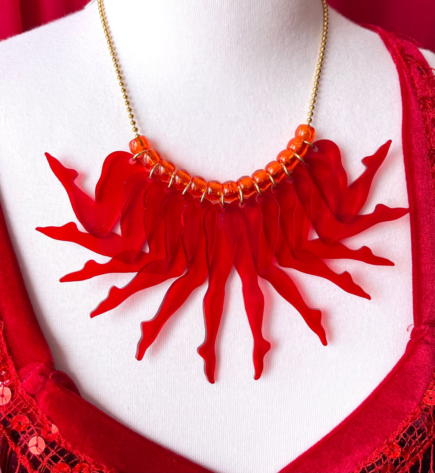 Strut Necklace (solid crimson)