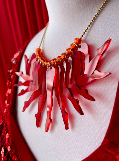 Strut Necklace (solid crimson)