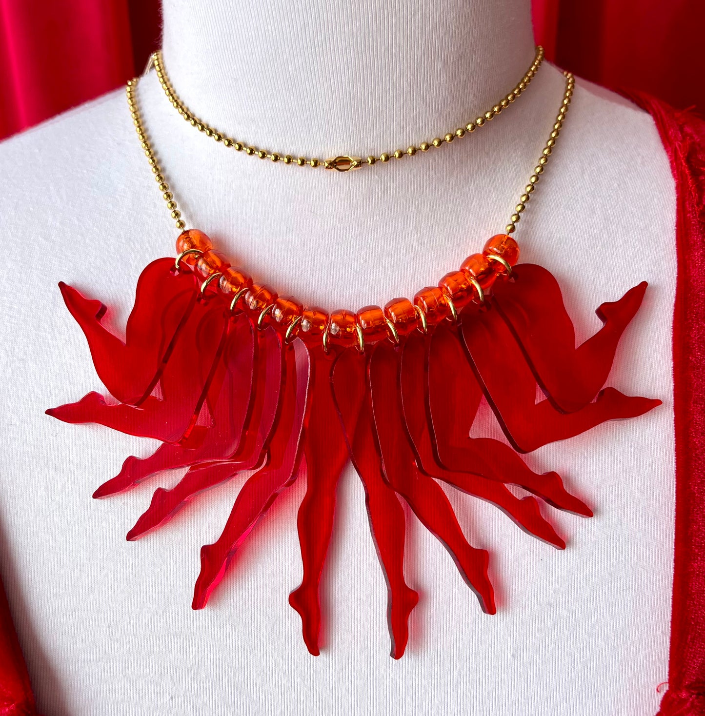 Strut Necklace (solid crimson)