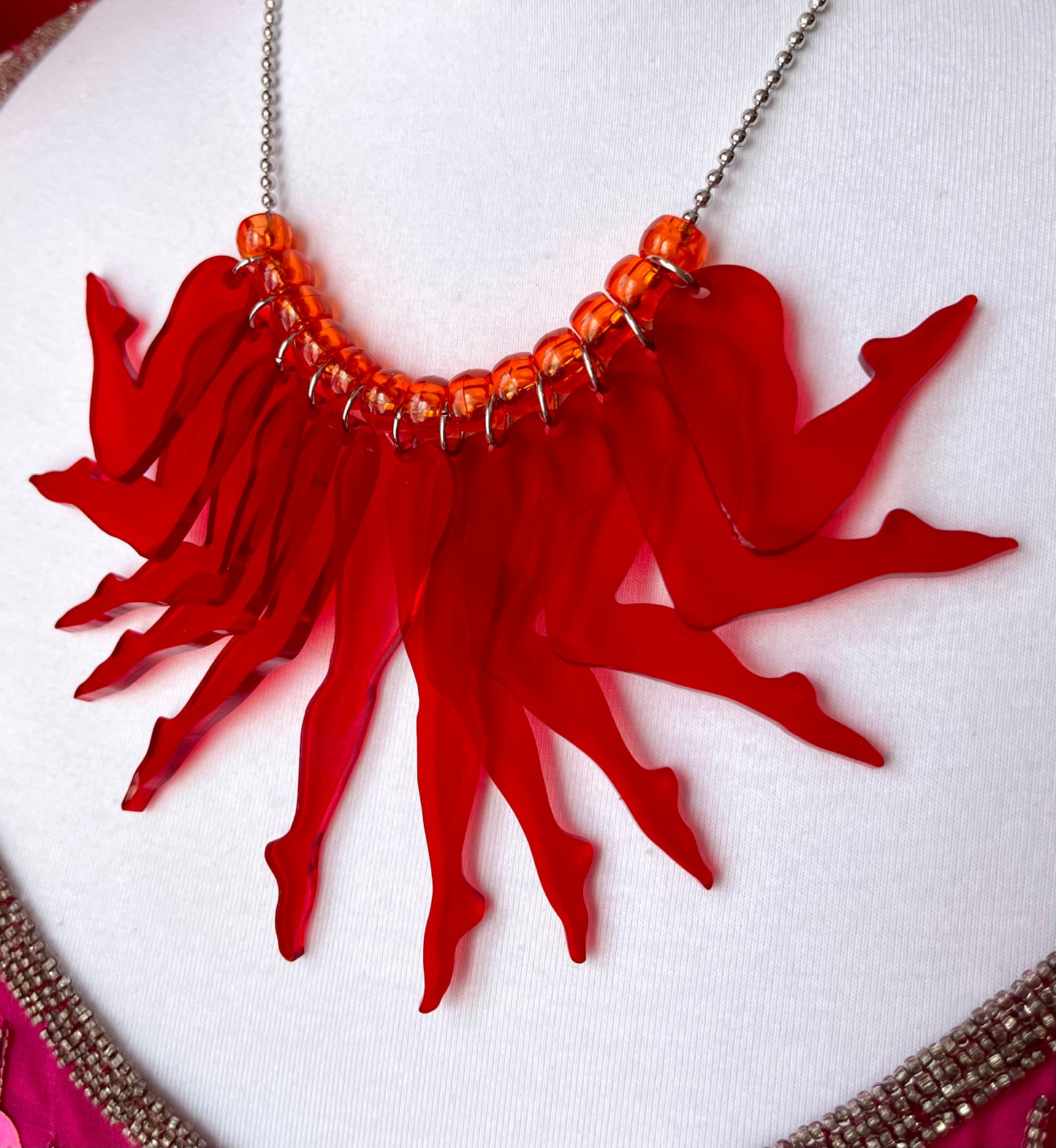 Strut Necklace (solid crimson)