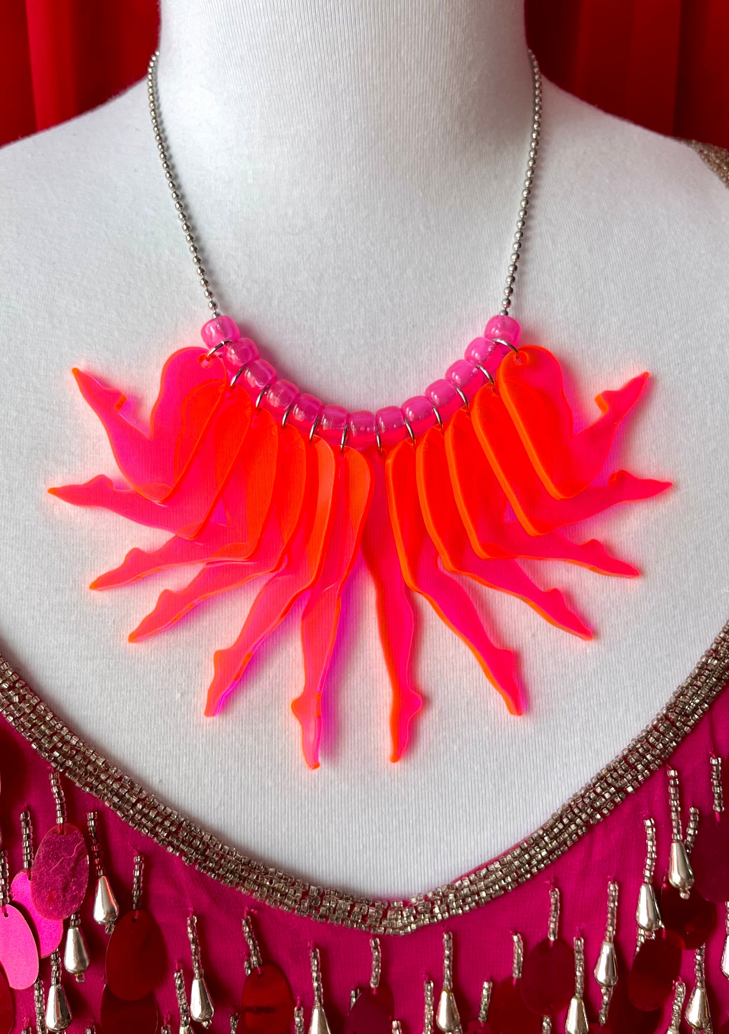 Strut Necklace (solid neon pink)
