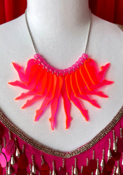 Strut Necklace (solid neon pink)