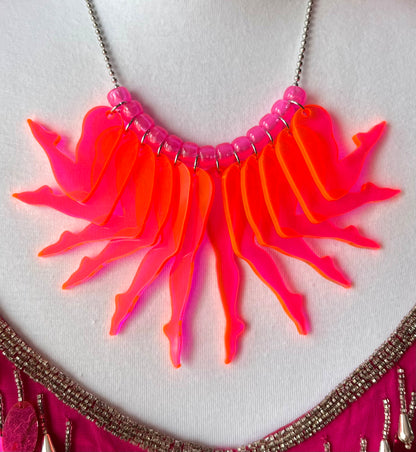 Strut Necklace (solid neon pink)