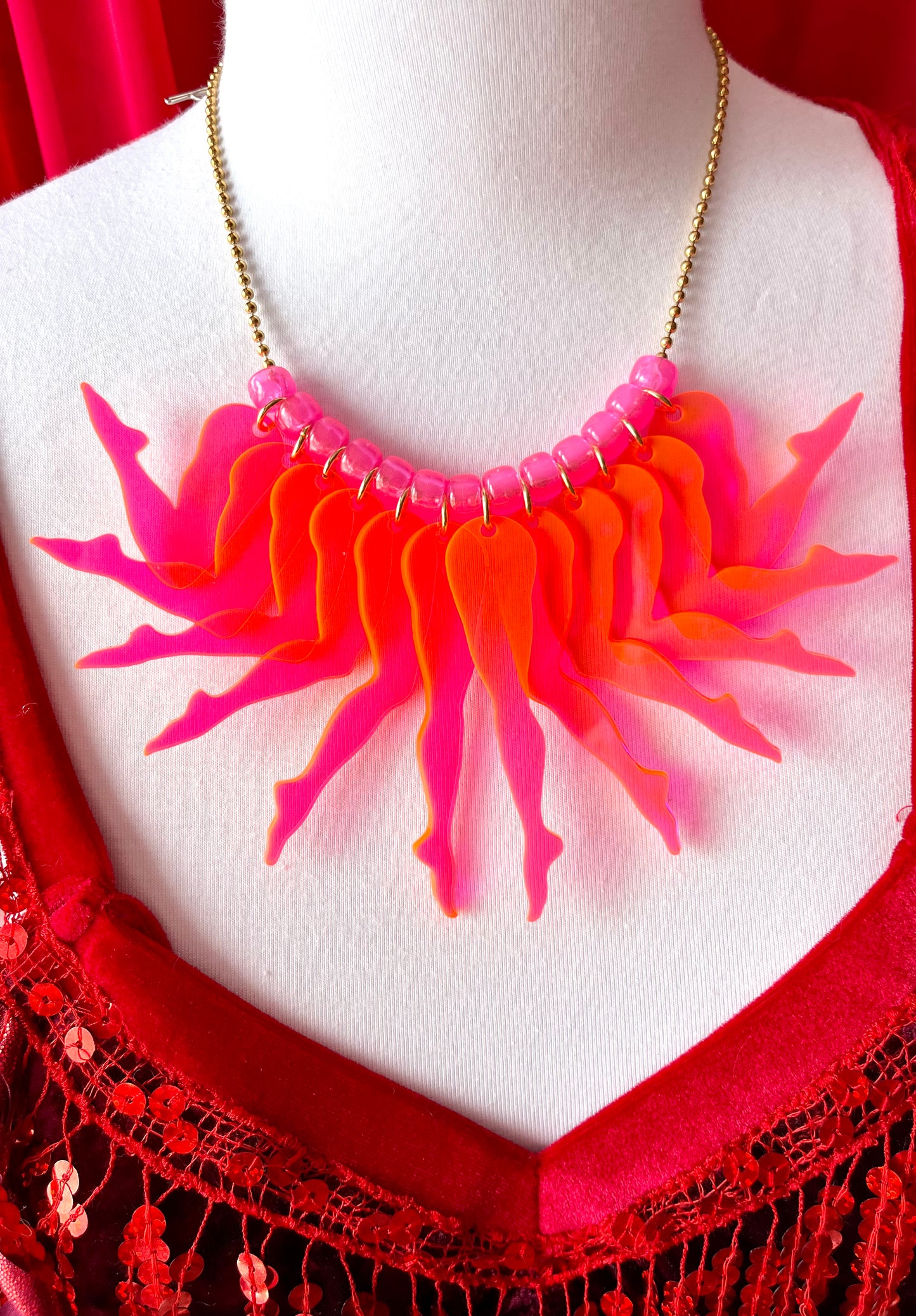 Strut Necklace (solid neon pink)
