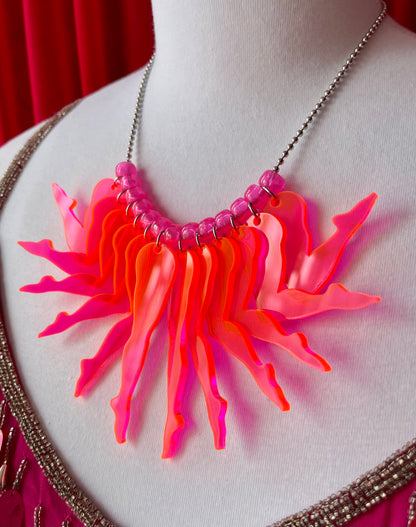 Strut Necklace (solid neon pink)