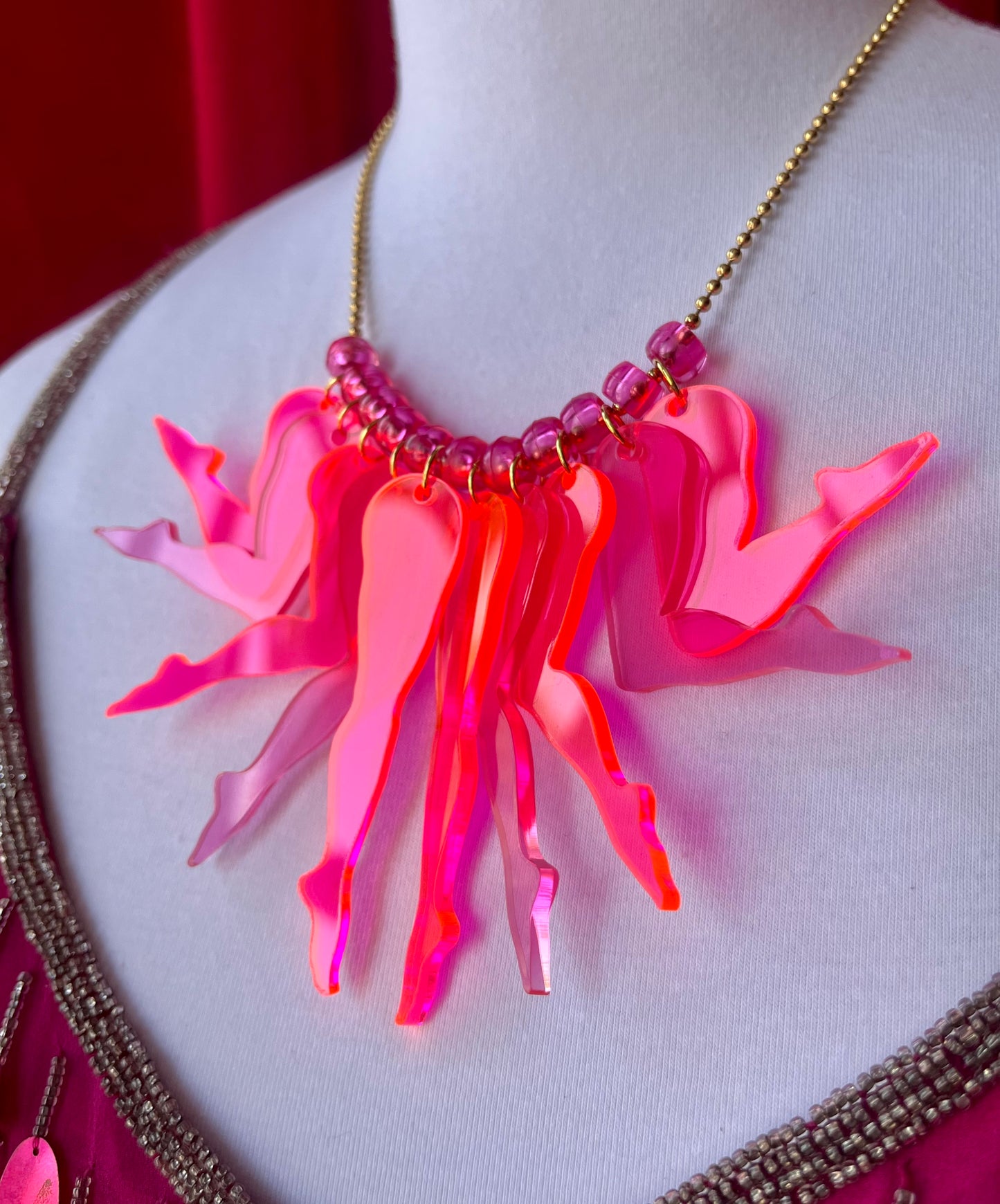 Frolic Necklace in Blush and Bashful (Neon & Pink)
