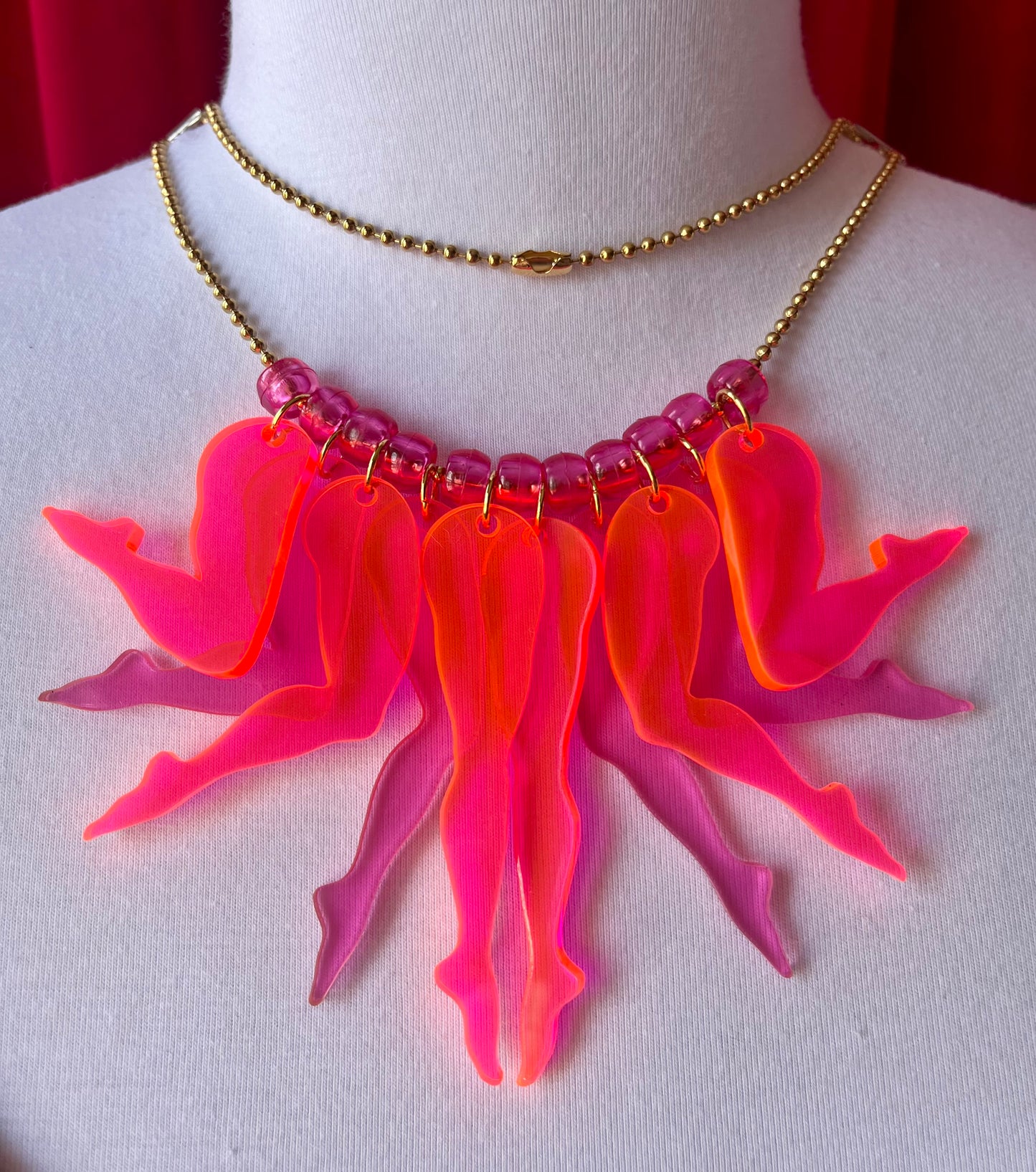 Frolic Necklace in Blush and Bashful (Neon & Pink)
