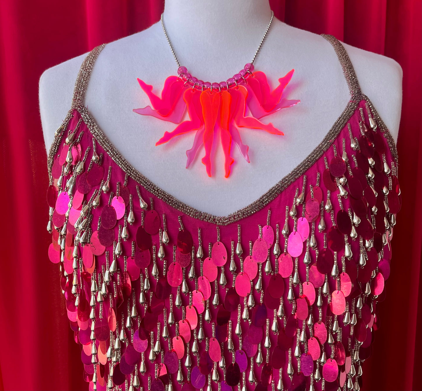 Frolic Necklace in Blush and Bashful (Neon & Pink)