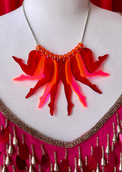 Frolic Necklace in Crimson & Neon