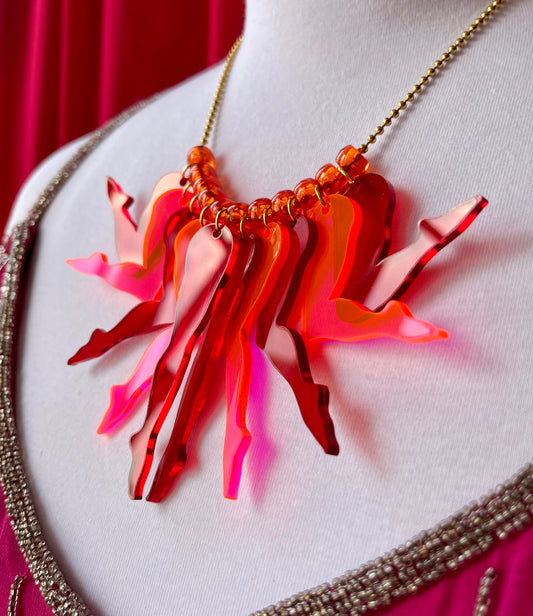 Frolic Necklace in Crimson & Neon
