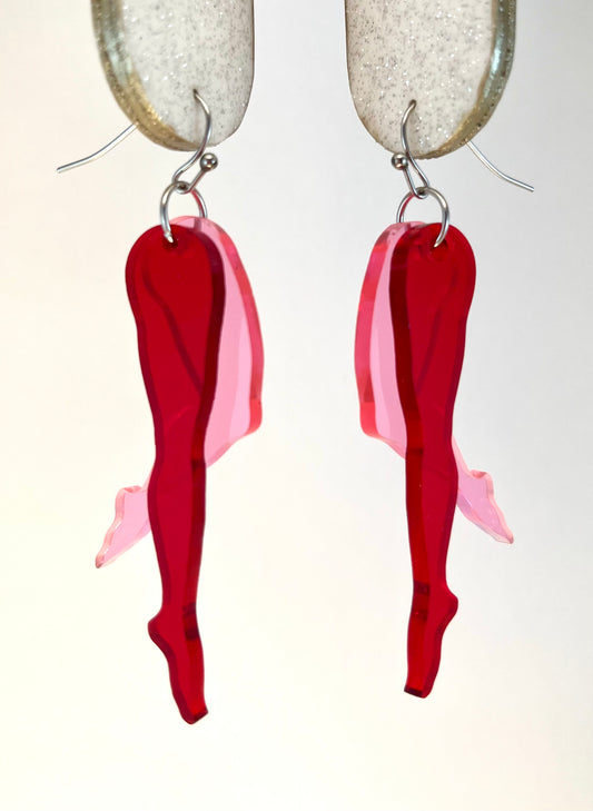 Tip Toe Earring: Red / pink