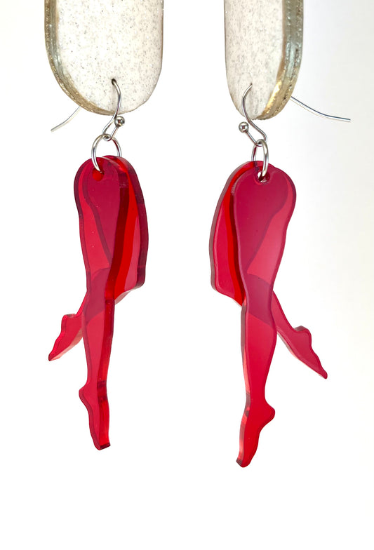 Tip Toe Earring: Red / Red