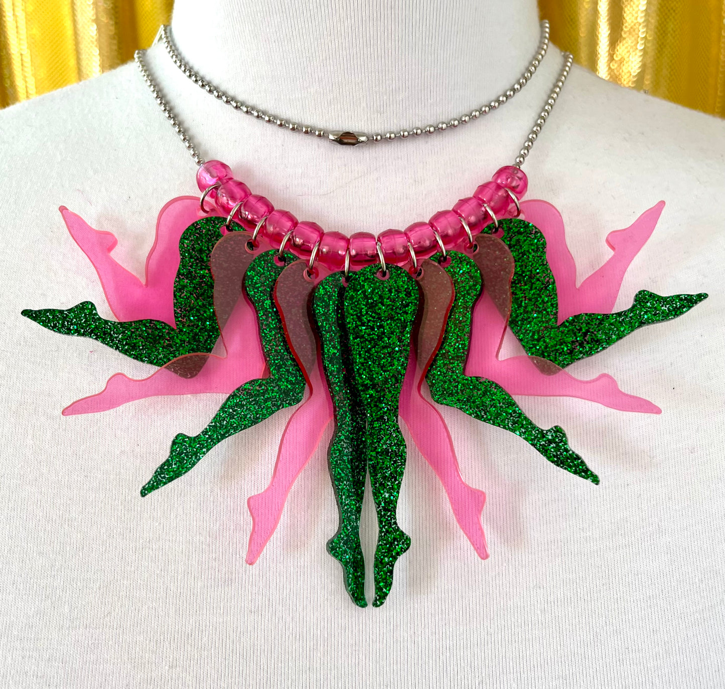 Strut Necklace (Wicked Pink & Green)