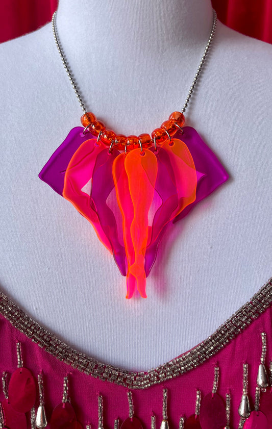 Galavant Necklace in Cheshire (Neon Pink & Violet)