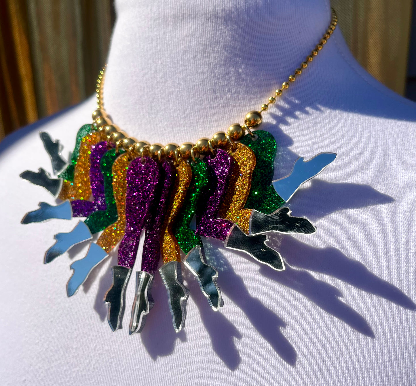Parade Mirror Necklace in Carnival Glitter