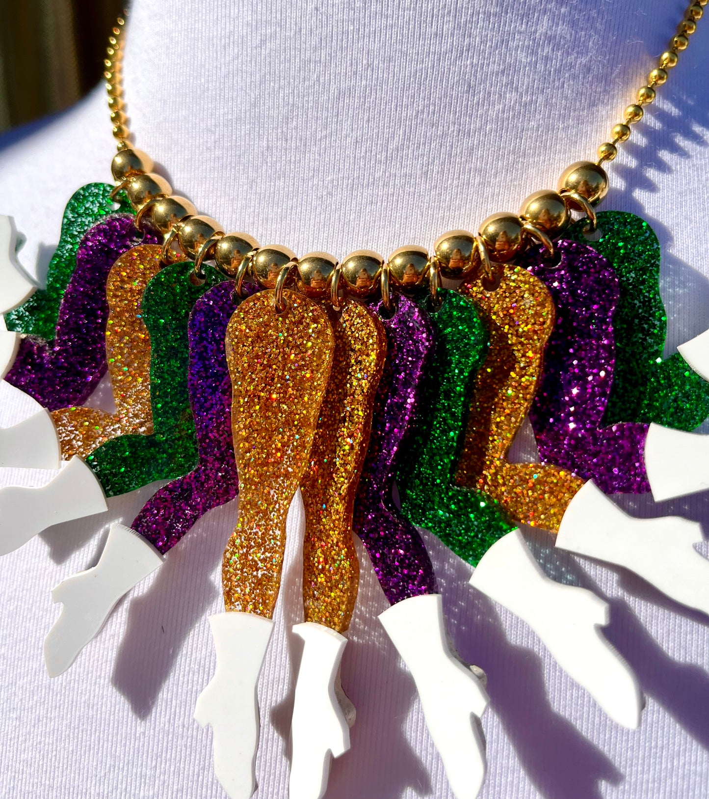 Parade Shrimp Necklace in Carnival Glitter