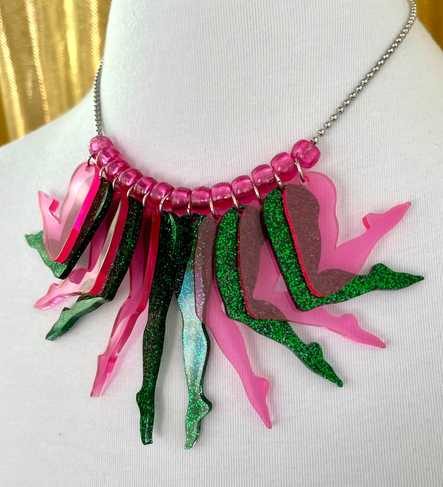 Strut Necklace (Wicked Pink & Green)